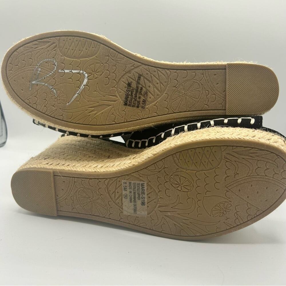 Altar'd State Marie Black Open Toe  Sandal 3.5in Straw Wedge Heel Size 8.5 - Picture 8 of 9